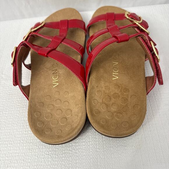 Vionic Misa Sandals Women's Size 9 Red Patent Leather Slides - Picture 5 of 8